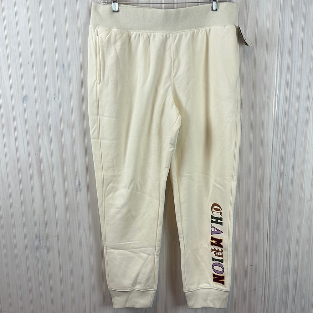 NWT CHAMPION REVERSE WEAVE LOGO SWEATPANTS OFF WHITE 2xl